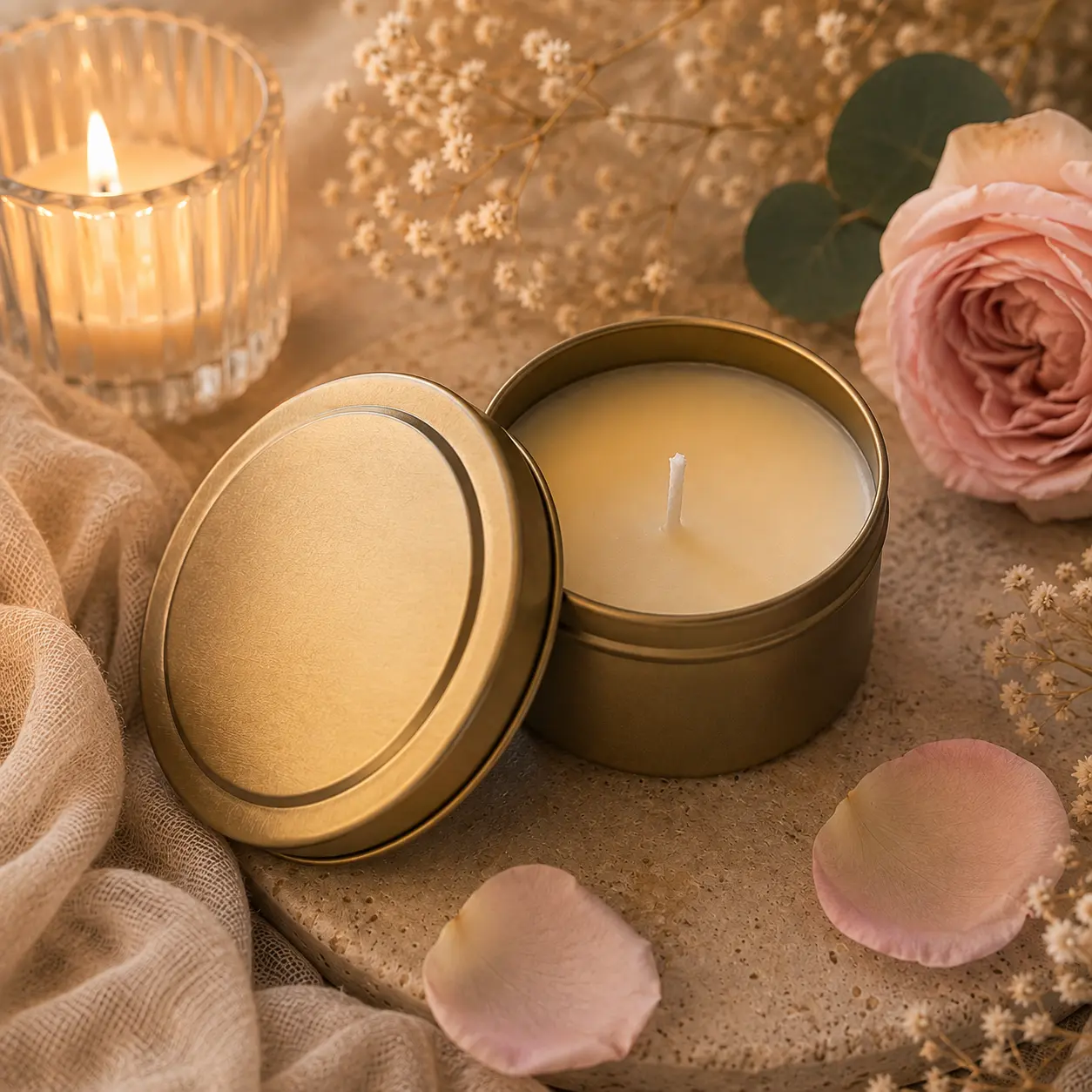 MarLou Golden Rose MarLou Golden Rose - Gylden metalkrukke med hvidt lys - Billede 1