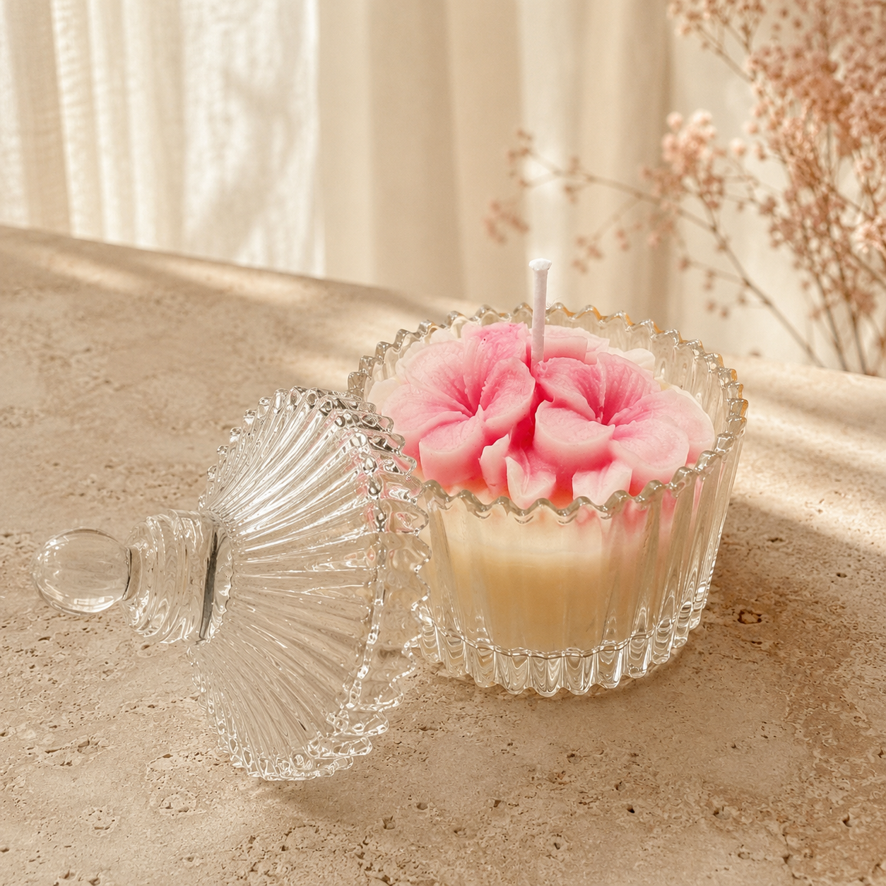 Marlou Blossom MarLou Flora – Pink blomsterlys i glas - Billede 1