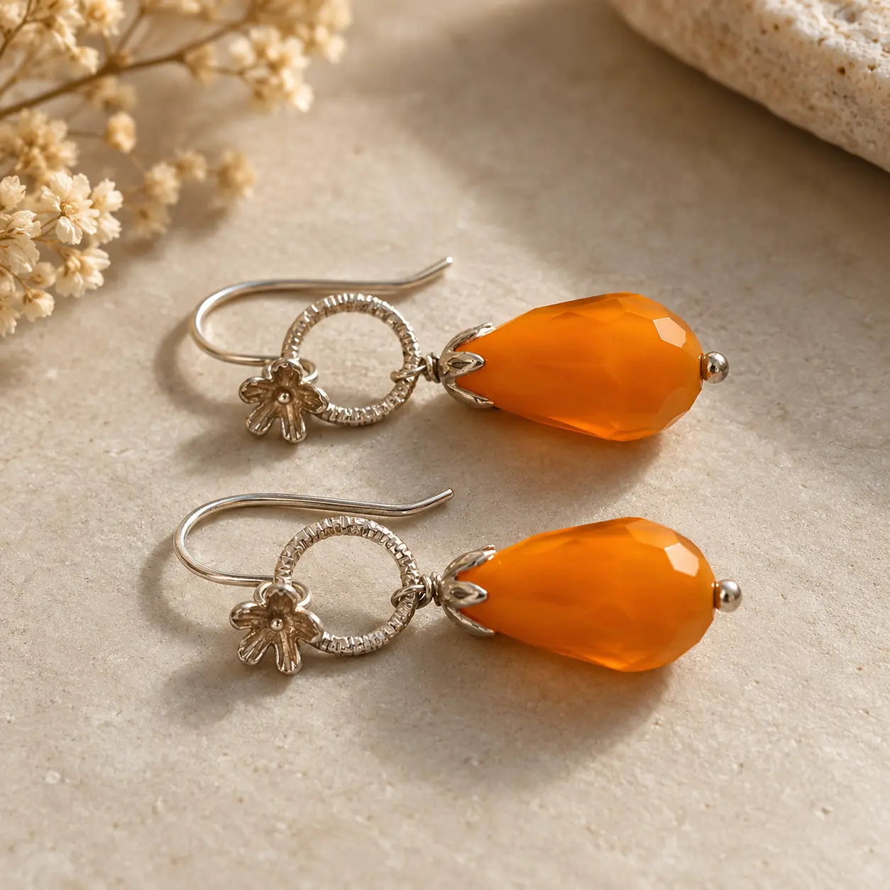 MarLou Clémentine MarLou Clémentine - Sølv øreringe med orange dråber - Billede 1